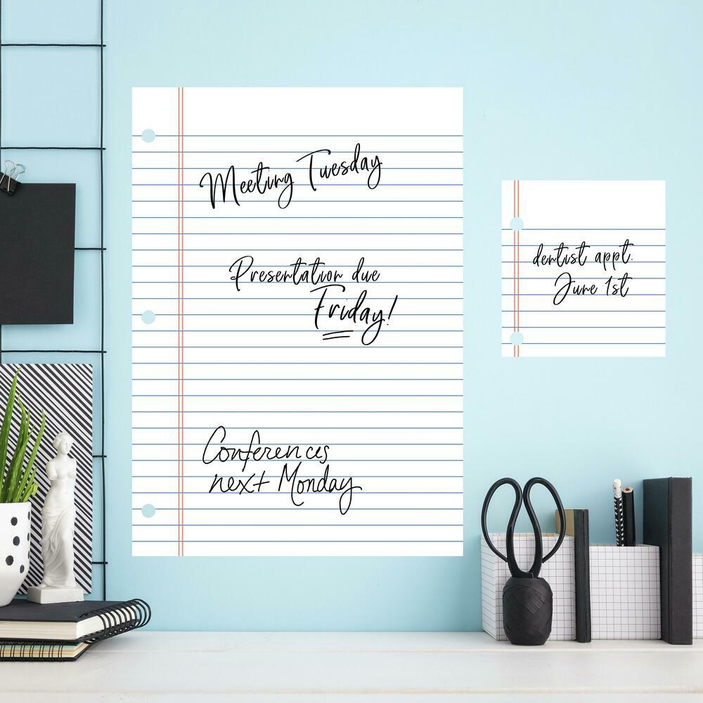 RoomMates Notebook Paper Dry Erase Peel and Stick Giant Wall Decals